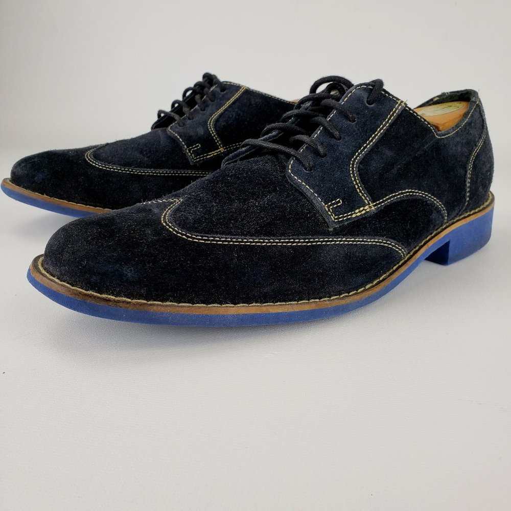 Cole Haan Mens Dress Shoes Size 11.5 Drake Eva Wingtip Oxford Black Suede C10647